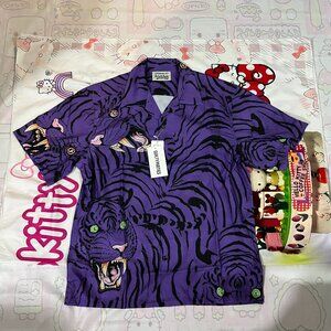 Wacko Maria Tiger Print Purple Short Sleeve Shirt